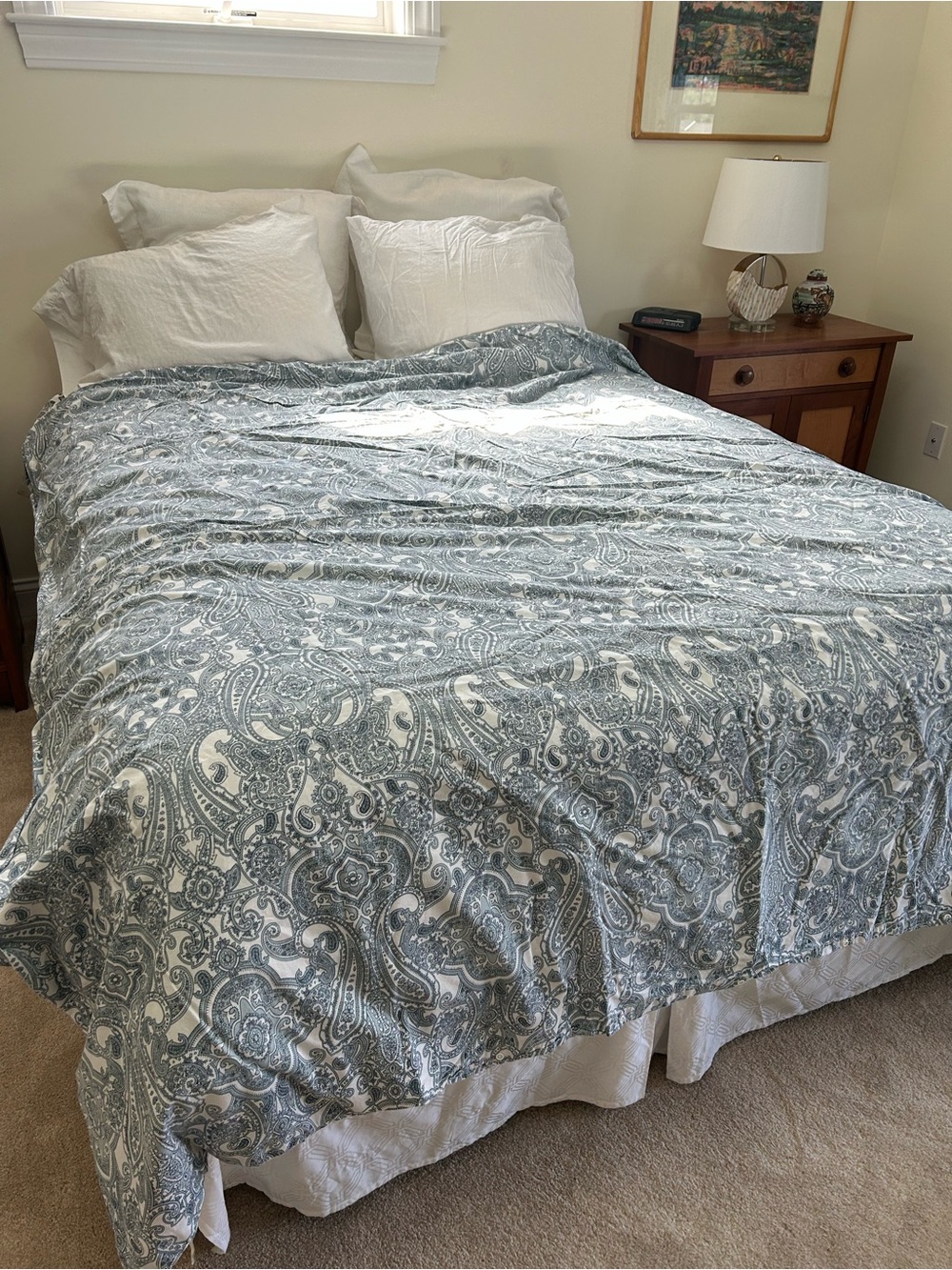 IKEA Jattevallmo blue white paisley duvet cover cotton queen/full size